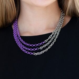 Turn Up The Volume Elegant Purple and Silver Chain Necklace